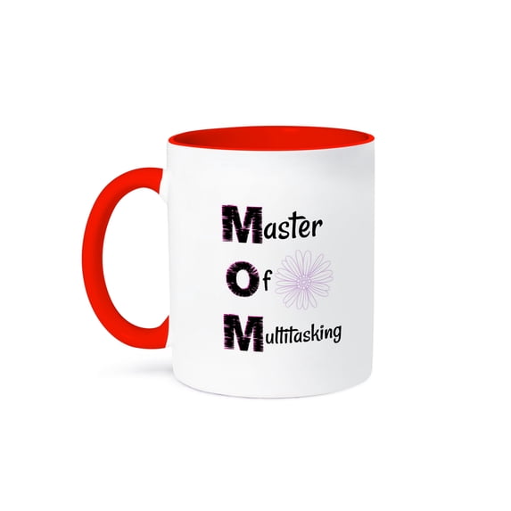 3drose, Image of Mom Master of Multitasking, 11oz Two-tone Red Mug