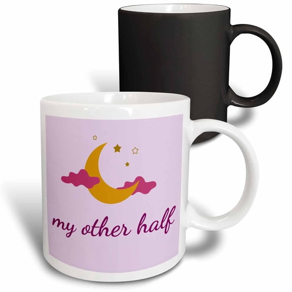 3drose, Image of Moon with Text of My Other Half, 11oz Magic Transforming Mug