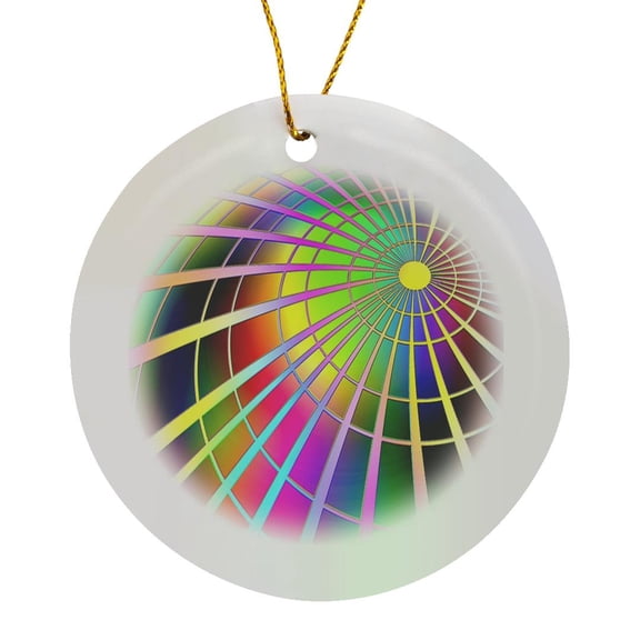 3drose, Image of Neon Spiral, Circle Porcelain Ornament