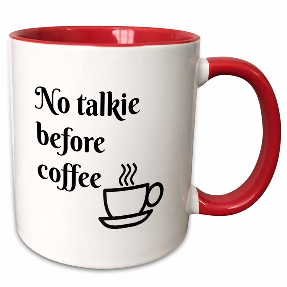 3drose, Image of No Talkie Before Coffee Quote, 15oz Two-tone Red Mug