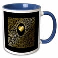 thumbnail image 1 of 3drose, Image of Ornate Gold Effect Heart and Frame- Not Foil Embossed, 11oz Two-tone Blue Mug, 1 of 6
