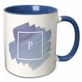thumbnail image 1 of 3drose, Image of P Watercolor Monogram, 15oz Two-tone Blue Mug, 1 of 6