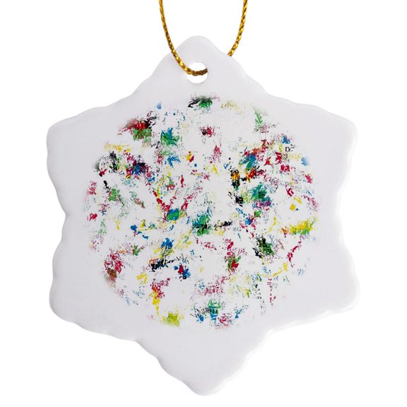 3drose, Image of Paint Splatter Photo under Glass, 3 inch Snowflake Porcelain Ornament