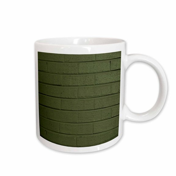 3drose, Image of Painted Olive Green Brick Wall Closeup, 15oz Mug