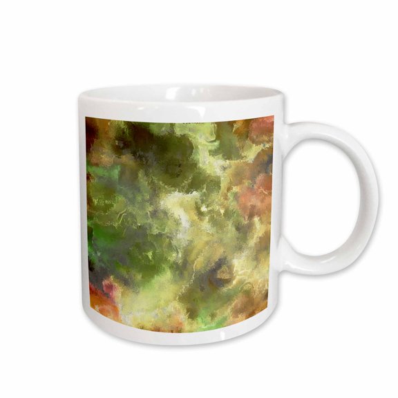 3drose, Image of Painting of Green and Orange Cloud Like Shapes, 11oz Mug