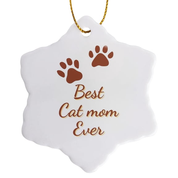 3drose, Image of Paws with Text, 3 inch Snowflake Porcelain Ornament