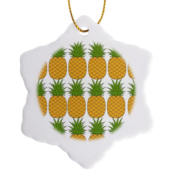 3drose, Image of Pineapple, 3 inch Snowflake Porcelain Ornament