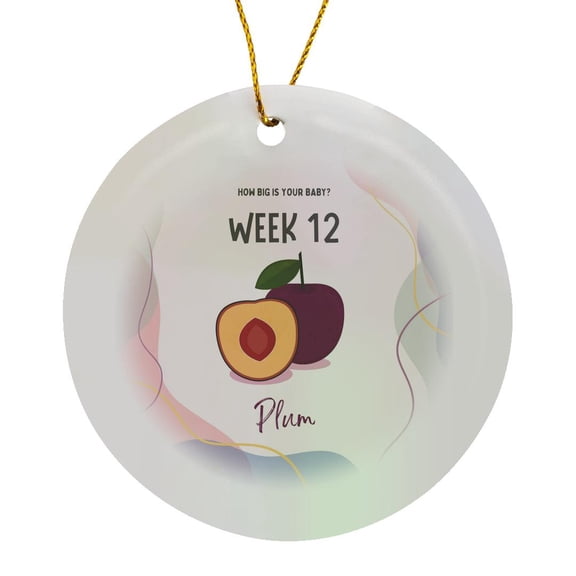 3drose, Image of Plum How Big Is Your Baby Week 12, Circle Porcelain Ornament
