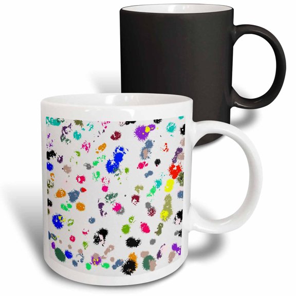 3drose, Image of Pretty Black and Tan Beaded Circles Intertwine Painting, 11oz Magic Transforming Mug