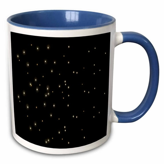 3drose, Image of Pretty White and Gold Stars on a Black Background, 15oz Two-tone Blue Mug