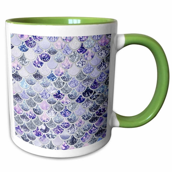 3drose, Image of Purple Silver Shiny Luxury Elegant Mermaid Scales Glitter, 15oz Two-tone Green Mug