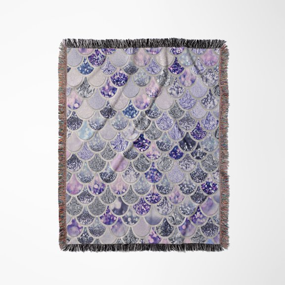 Image Of Purple Silver Shiny Luxury Elegant Mermaid Scales Glitter, Woven Blanket