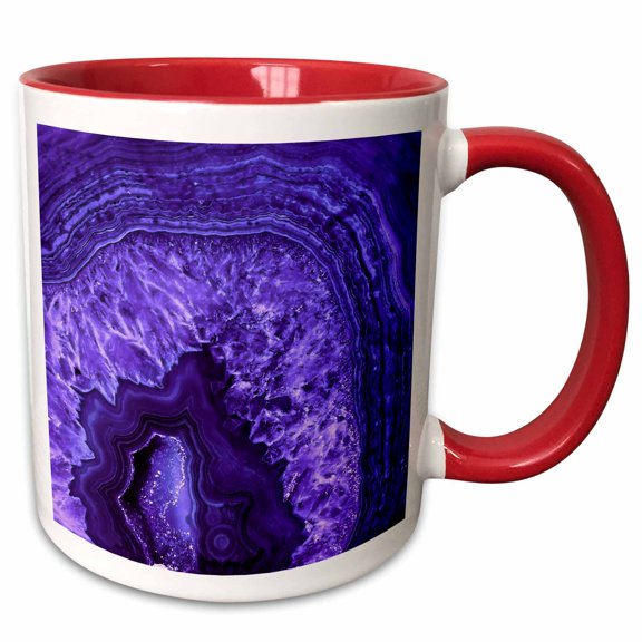 3drose, Image of Purple Ultra Violet Marble Agate Gem Malachite Quartz, 11oz Two-tone Red Mug