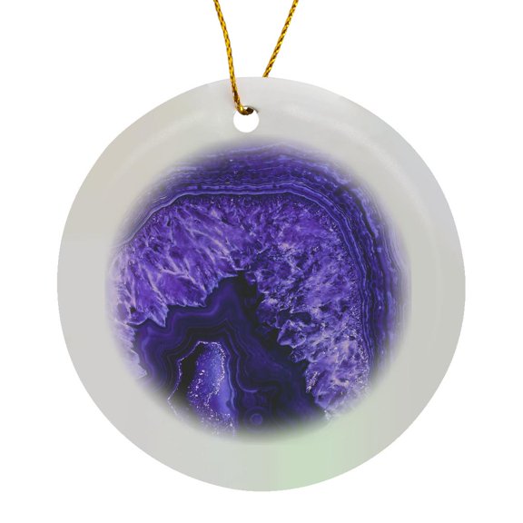 3drose, Image of Purple Ultra Violet Marble Agate Gem Malachite Quartz, Circle Porcelain Ornament