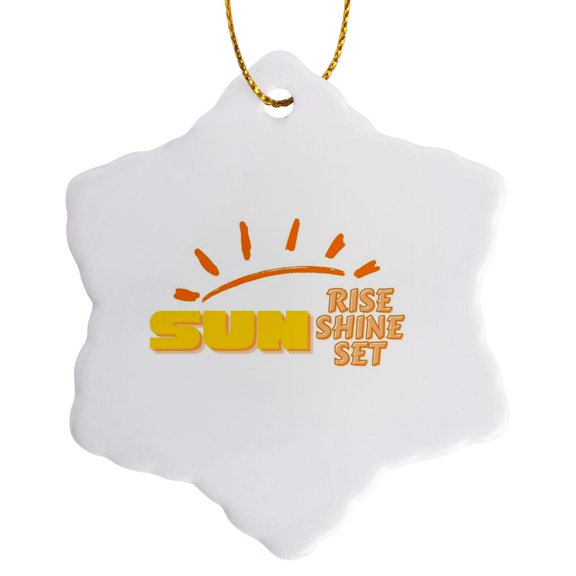 3drose, Image of Quote About Summer Sunrise, Sunshine, Sunset, 3 inch Snowflake Porcelain Ornament