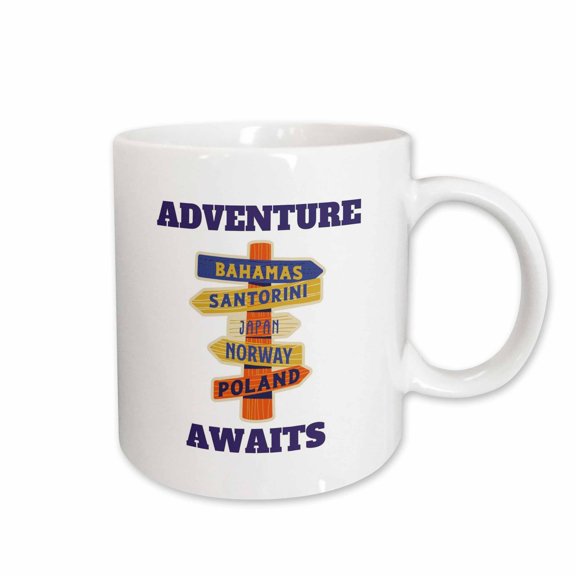 3drose, Image of Quote Adventure Awaits, 15oz Mug