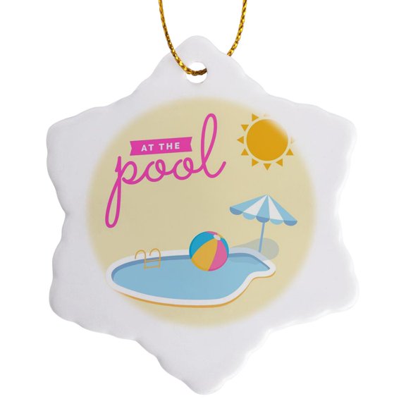 3drose, Image of Quote at the Pool, 3 inch Snowflake Porcelain Ornament