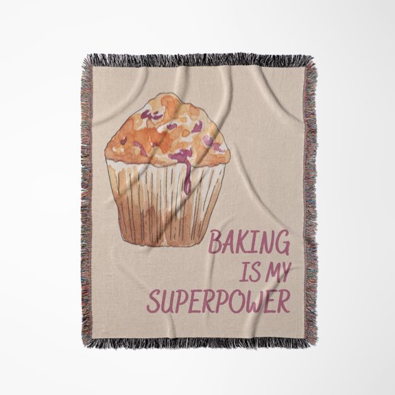 Image Of Quote Baking Is My Super Power, Woven Blanket