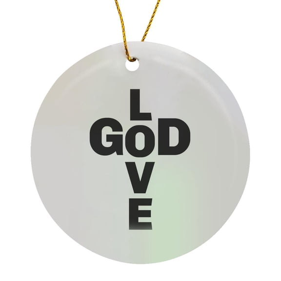 3drose, Image of Quote Love God, Circle Porcelain Ornament