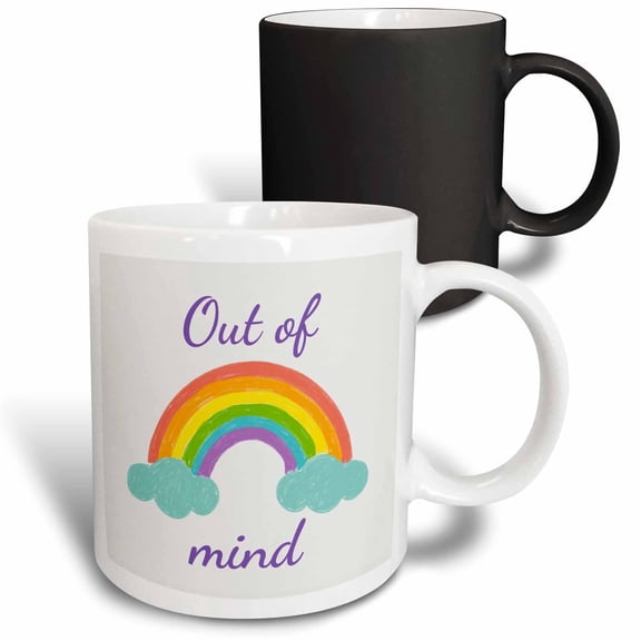 3drose, Image of Rainbow with Text of Out of Mind, 11oz Magic Transforming Mug