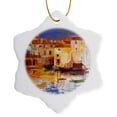 thumbnail image 1 of 3drose, Image of Renoir Painting Port of Martigue, 3 inch Snowflake Porcelain Ornament, 1 of 7