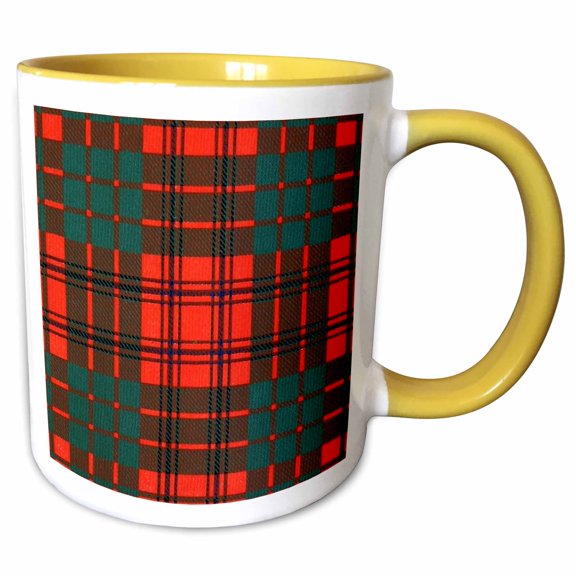 3drose, Image of Ross Clan Kilt Scottish Tartan Plaid Pattern, 11oz Two-tone Yellow Mug