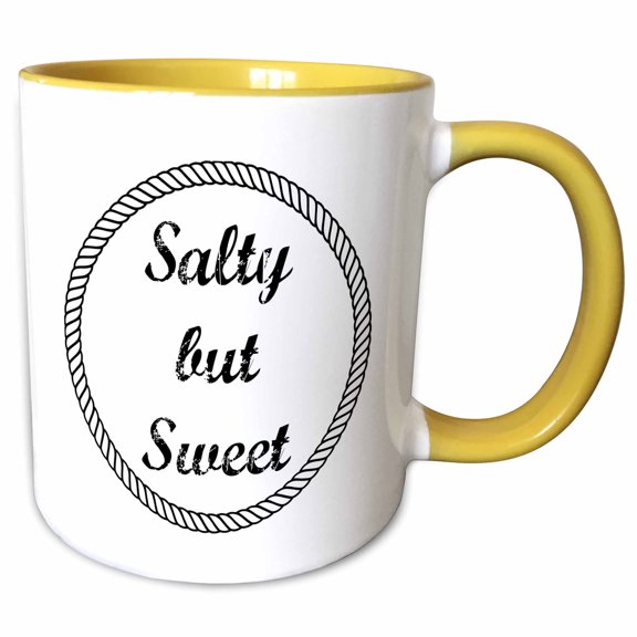 3drose, Image of Salty but Sweet Quote, 11oz Two-tone Yellow Mug