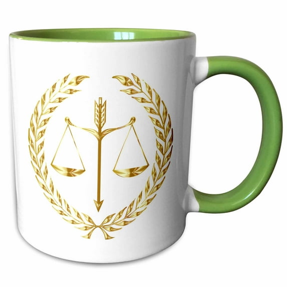 3drose, Image of Scales of Justice in Shiny Gold, 15oz Two-tone Green Mug