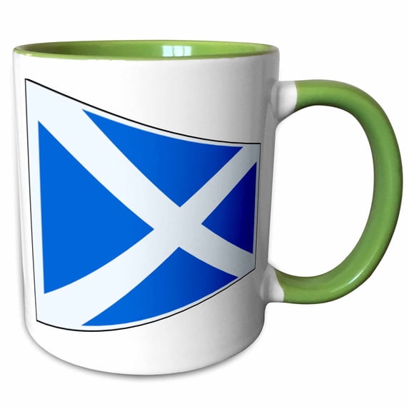 3drose, Image of Scotland Flag in Contemporary Style, 11oz Two-tone Green Mug