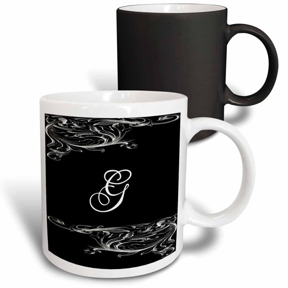 3drose, Image of Scrolly Victorian Style Letter G, 11oz Magic Transforming Mug