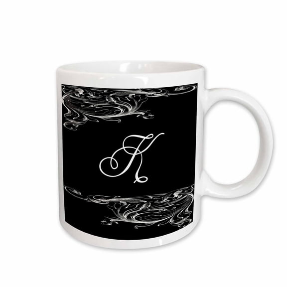 3drose, Image of Scrolly Victorian Style Letter K, 15oz Mug