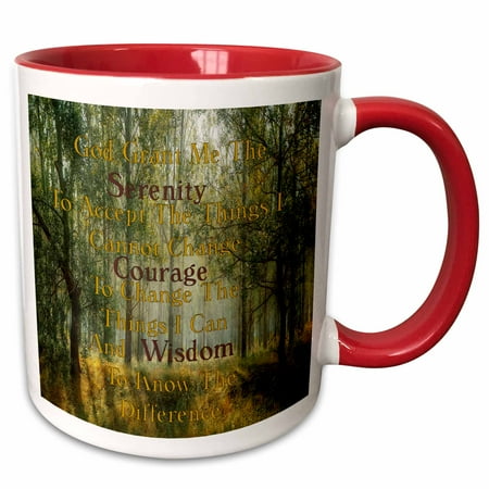 3drose, Image of Serenity Prayer in Deep Woods Photo, 11oz Two-tone Red Mug