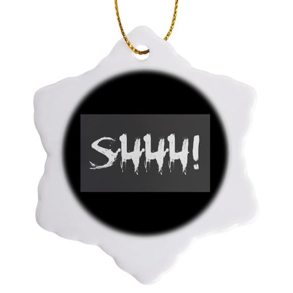 3drose, Image of Shhh, 3 inch Snowflake Porcelain Ornament