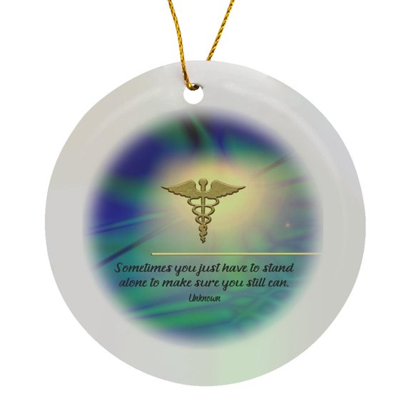3drose, Image of Sometimes You Just Stand Alone, Medical Symbol Abstract, Circle Porcelain Ornament