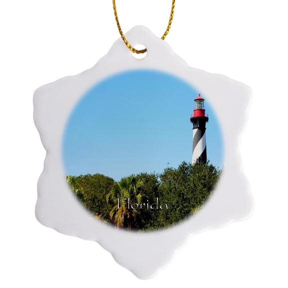 3drose, Image of St Augustine Light House, 3 inch Snowflake Porcelain Ornament