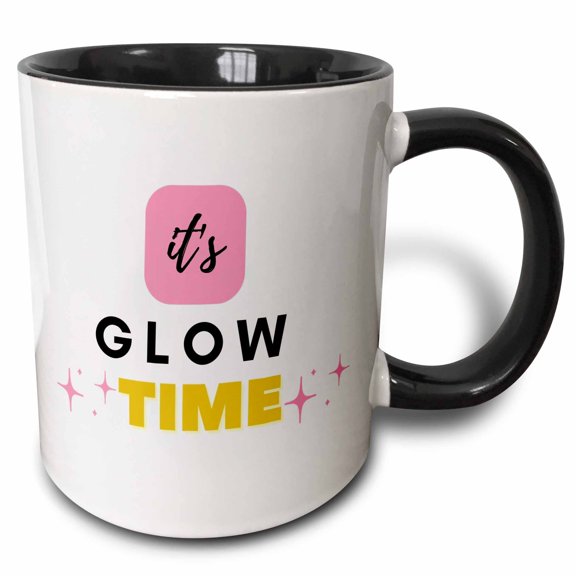 3drose, Image of Stars with Text of Its Glow Time, 11oz Two-tone Black Mug