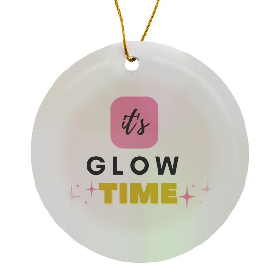 3drose, Image of Stars with Text of Its Glow Time, Circle Porcelain Ornament