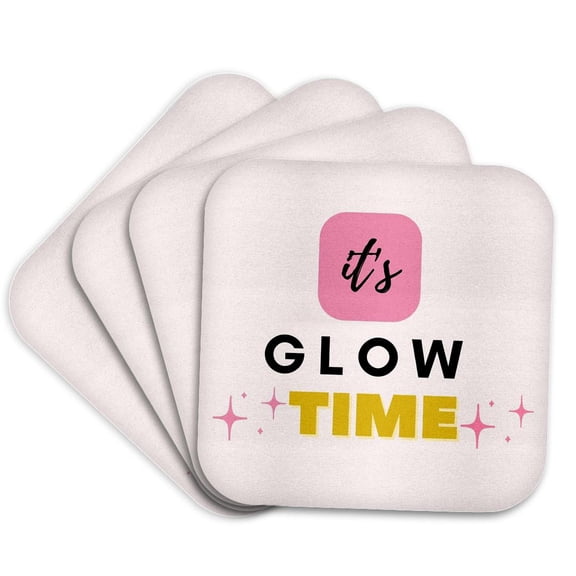 3drose, Image of Stars with Text of Its Glow Time, Set of 4 Coasters - Soft