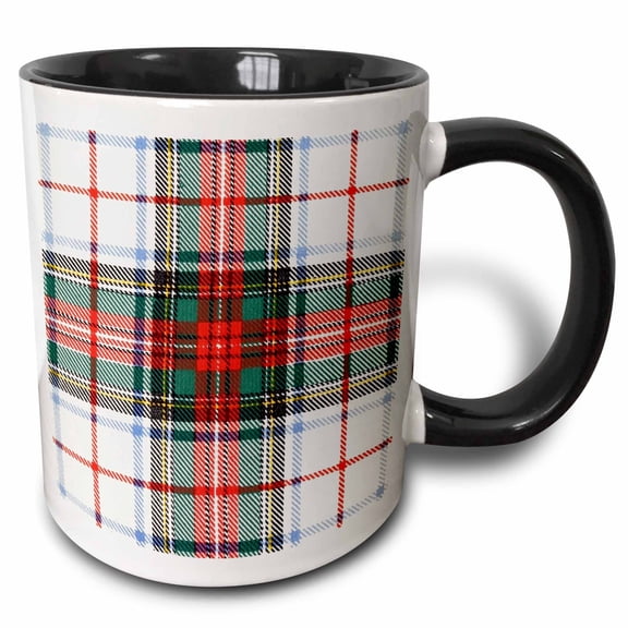 3drose, Image of Stewart Clan Kilt Scottish Tartan Plaid Pattern, 11oz Two-tone Black Mug