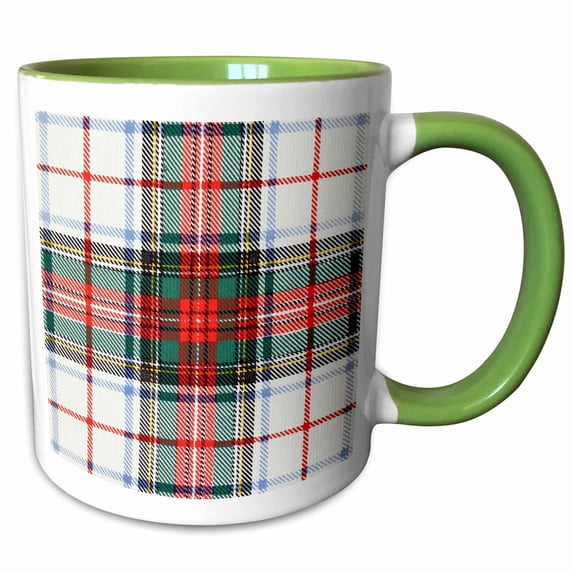 3drose, Image of Stewart Clan Kilt Scottish Tartan Plaid Pattern, 11oz Two-tone Green Mug