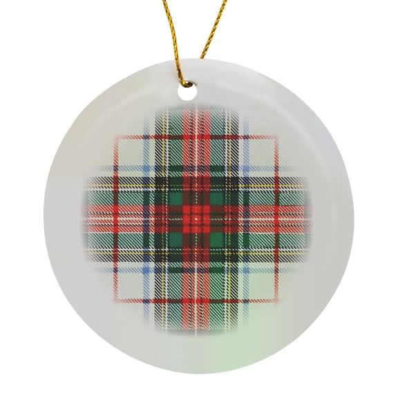 3drose, Image of Stewart Clan Kilt Scottish Tartan Plaid Pattern, Circle Porcelain Ornament