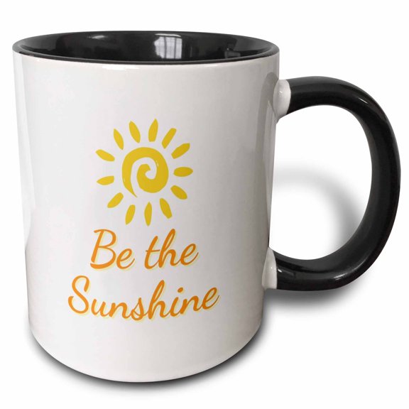 3drose, Image of Sun with Text of Be the Sunshine, 15oz Two-tone Black Mug