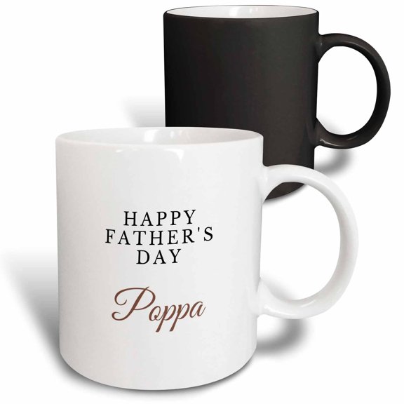 3drose, Image of the Words Happy Fathers Day Poppa, 11oz Magic Transforming Mug