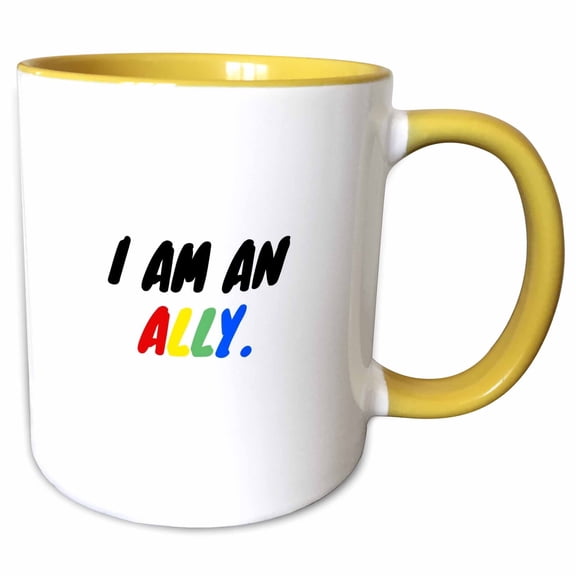 3drose, Image of the Words I Am an Ally, 11oz Two-tone Yellow Mug