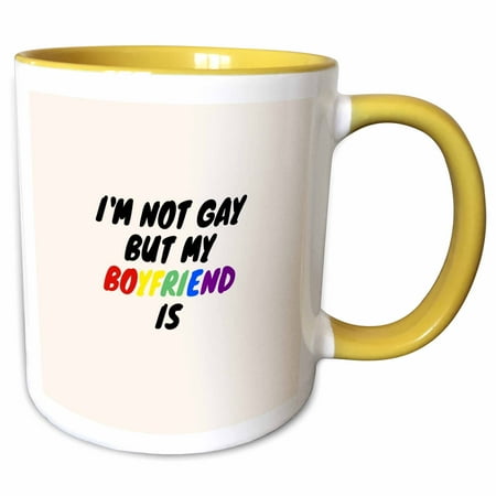 3drose, Image of the Words Im Not Gay but My Boyfriend Is, 15oz Two-tone Yellow Mug