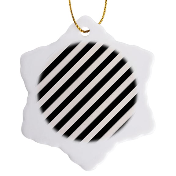3drose, Image of Thin Sharp Black and White Diagonal Stripes, 3 inch Snowflake Porcelain Ornament