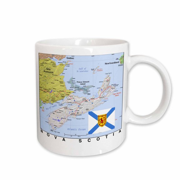 3drose, Image of Topo Map of Nova Scotia with Flag, 15oz Mug