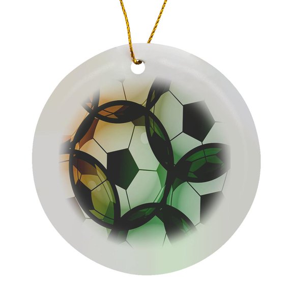 3drose, Image of Transparent Soccer Balls, Circle Porcelain Ornament