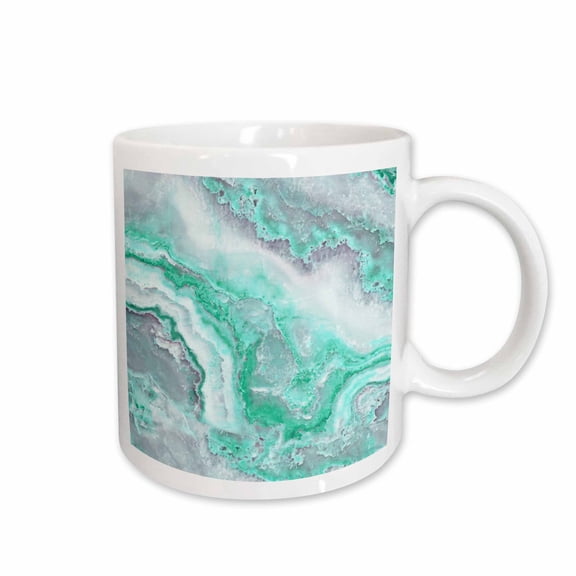 3drose, Image of Trendy Luxury Aqua Mint Quartz and Gray Gemstone Agate Geode, 15oz Mug