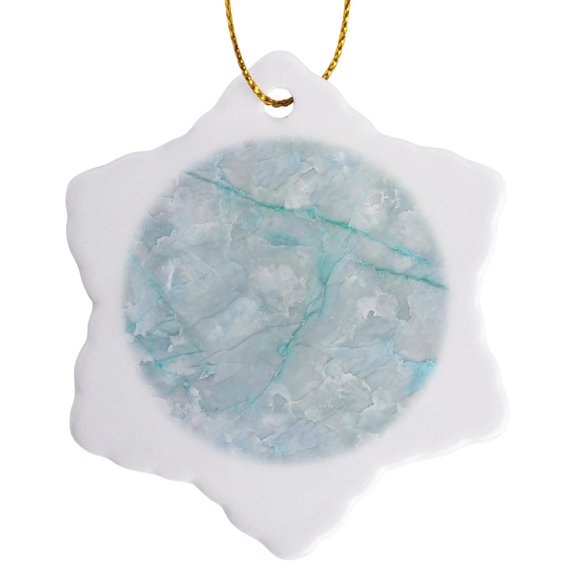 3drose, Image of Trendy Luxury Aqua Teal Quartz and Gray Gemstone Agate Geode, 3 inch Snowflake Porcelain Ornament